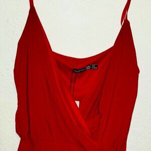 NWT Night Boohoo Women's Red Sophie Wrap Thong Adjustable Strap Bodysuit Size 6